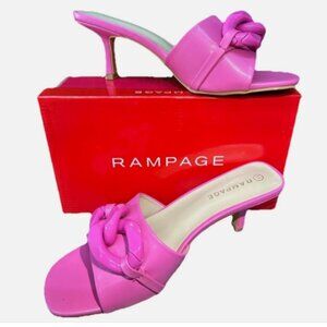 Rampage Women's Aubrie Chain Kitten Heel Sandals Pink